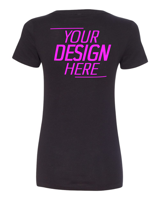 Custom Black Ladies V-Neck Short Sleeve T-Shirt – Your Design Here