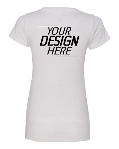 Custom White Ladies V-Neck Short Sleeve T-Shirt – Your Design Here