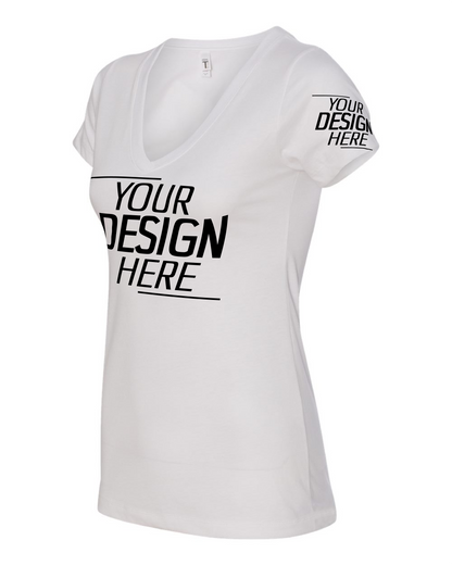 Custom White Ladies V-Neck Short Sleeve T-Shirt – Your Design Here