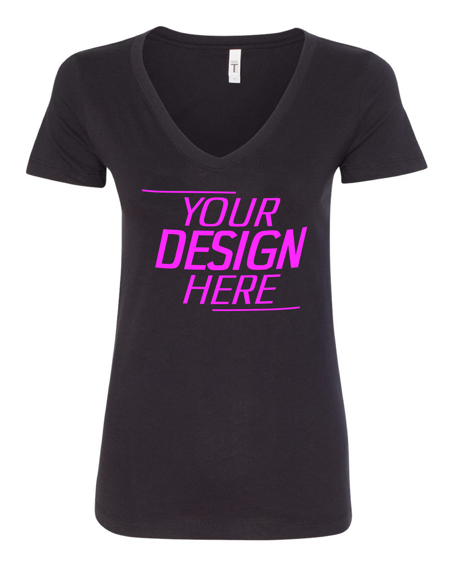 Custom Black Ladies V-Neck Short Sleeve T-Shirt – Your Design Here