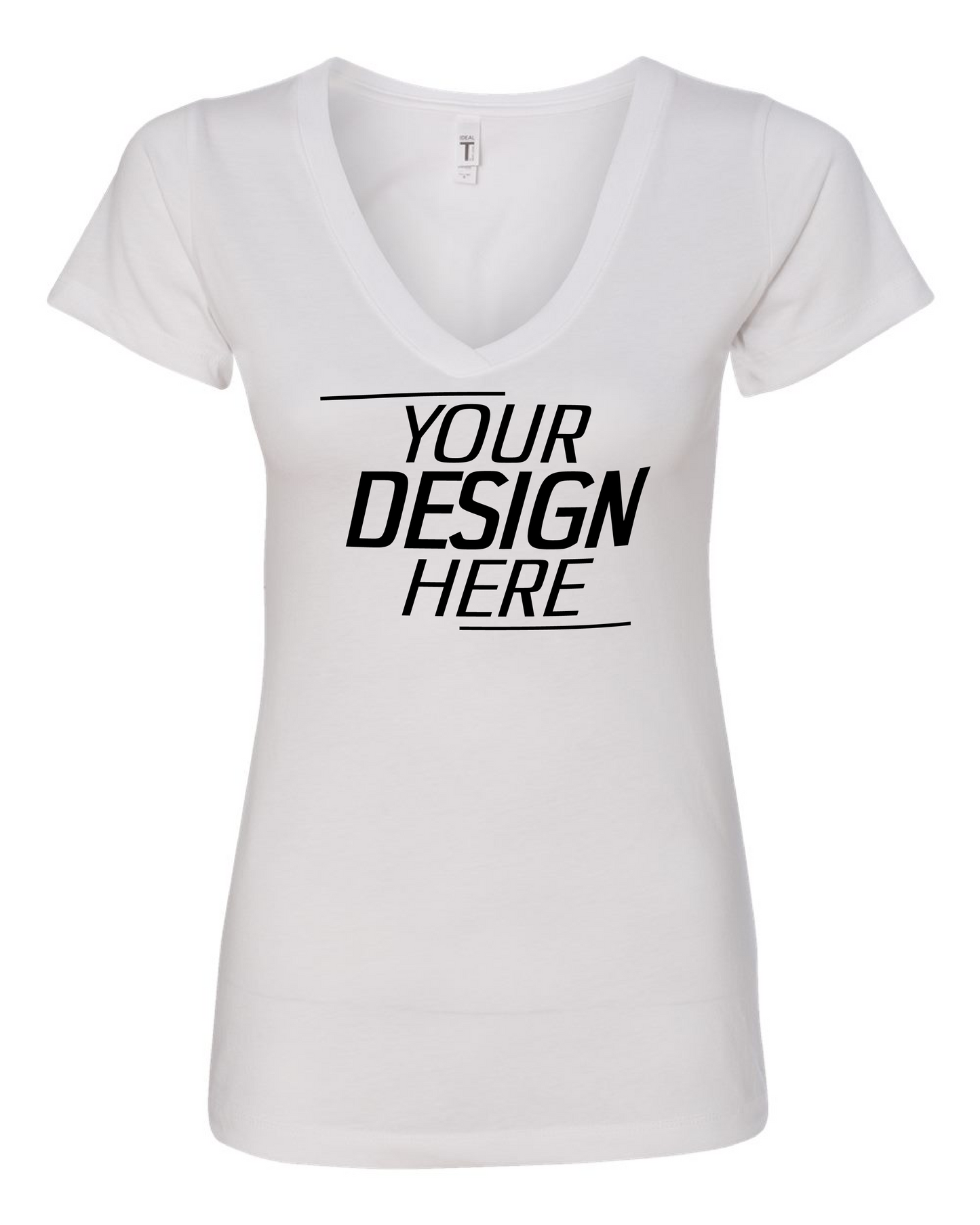 Custom White Ladies V-Neck Short Sleeve T-Shirt – Your Design Here